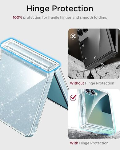 Miimall for Samsung Galaxy Z Flip 7 Case Clear Glitter Sparkly Shiny Bling Sparkle Military-Grade Protection, Transparent Phone Hard Shockproof Case for Z Flip 7 Cases Clear Bling, Clear Shimmer in Saudi Arabia