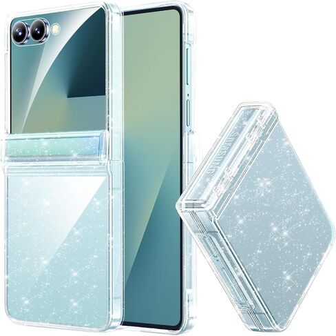 Miimall for Samsung Galaxy Z Flip 7 Case Clear Glitter Sparkly Shiny Bling Sparkle Military-Grade Protection, Transparent Phone Hard Shockproof Case for Z Flip 7 Cases Clear Bling, Clear Shimmer in Saudi Arabia