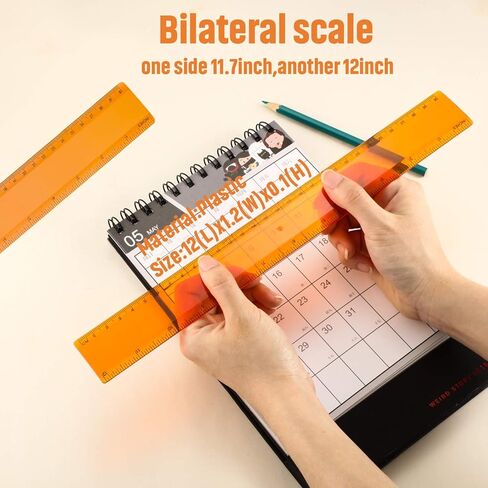 EBOOT 2 Pack Plastic Ruler Straight Ruler Plastic Measuring Tool for Student School Office (Clear, 12 Inch) in Saudi Arabia
