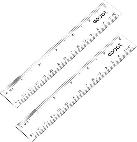 EBOOT 2 Pack Plastic Ruler Straight Ruler Plastic Measuring Tool for Student School Office (Clear, 12 Inch) in Kuwait