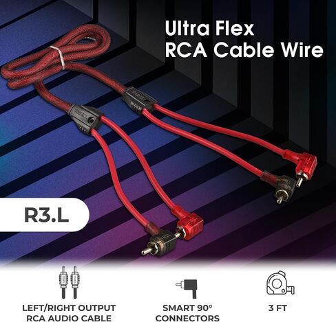 DS18 R3.L 100 ٪ من النحاس الخالي من الأكسجين OFC Ultra Flex 2 -channel مع 40 درجة نهايات - Dual Twist Wire Love Cable لمكبرات الصوت ، مضخمات الصوت ، مكبرات الصوت - 3 FT - 3 FT in Kuwait