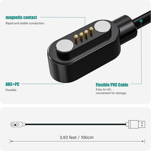 Compatible for SkyCaddie Watch Charger, Charging Replacement Cable Compatible for SkyCaddie LX2, LX5, LX5C GPS Touchscreen Smart Watches. (Black+Black, Type A) in Saudi Arabia
