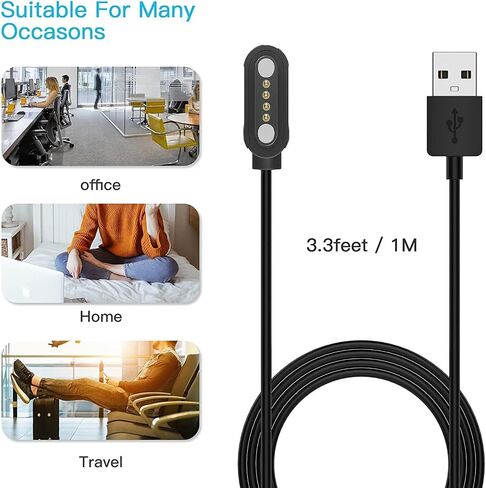Compatible for SkyCaddie Watch Charger, Charging Replacement Cable Compatible for SkyCaddie LX2, LX5, LX5C GPS Touchscreen Smart Watches. (Black+Black, Type A) in Saudi Arabia