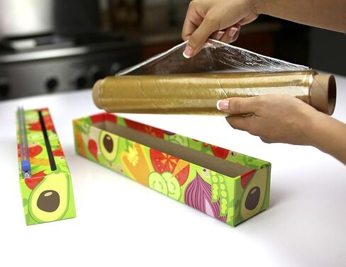 Chicwrap Lemon Refillable Plastic Wrap Dispenser - Includes 12" x 250' Roll Professional Grade Disposable Plastic Wrap - Reusable Dispenser w/Slide Cutter - Ideal Dispenser & Saves Money in Saudi Arabia