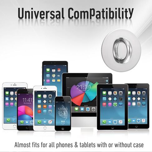 12 PCS Phone Charm Hook, Silver Metal Finger Ring Stand Adhesive Round Phone Finger Grip Holder Cute Universal Phone Grip Loop for Mobile Phone Case Pad Tablet DIY Accessories in Saudi Arabia