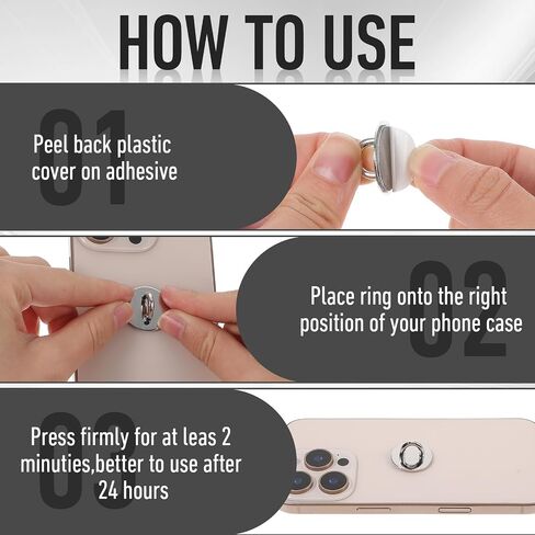 12 PCS Phone Charm Hook, Silver Metal Finger Ring Stand Adhesive Round Phone Finger Grip Holder Cute Universal Phone Grip Loop for Mobile Phone Case Pad Tablet DIY Accessories in Saudi Arabia