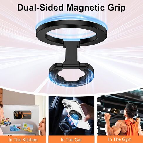 Magnetic Phone Grip Holder for Samsung Galaxy S25 Ultra S24 S23 S22 S21 S20 A17 A16 A15 A14 A56 A36, Double Adjustable Gym Finger Iron Ring Stand Magsafe Phone Grip Compatible with Magnetic Car Mount in Kuwait