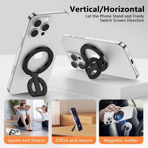 Magnetic Phone Grip Holder for Samsung Galaxy S25 Ultra S24 S23 S22 S21 S20 A17 A16 A15 A14 A56 A36, Double Adjustable Gym Finger Iron Ring Stand Magsafe Phone Grip Compatible with Magnetic Car Mount in Kuwait