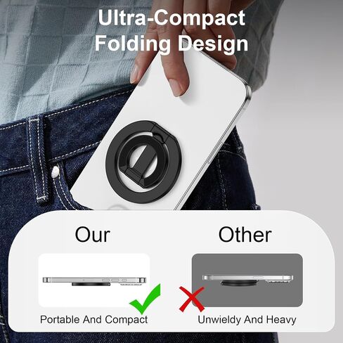 Magnetic Phone Grip Holder for Samsung Galaxy S25 Ultra S24 S23 S22 S21 S20 A17 A16 A15 A14 A56 A36, Double Adjustable Gym Finger Iron Ring Stand Magsafe Phone Grip Compatible with Magnetic Car Mount in Kuwait