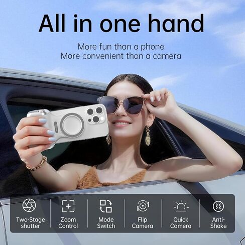 قبضة مصراع الكاميرا Bluetooth لـ iPhone Android 360 ° Rotation Wireless Phone Remote ، وحيوية واحدة قبضة الهاتف مع زر مصراع لالتقاط صور سيلفي ، وتسوية ، وإنشاء سفر ومحتوى in Kuwait