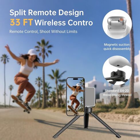 قبضة مصراع الكاميرا Bluetooth لـ iPhone Android 360 ° Rotation Wireless Phone Remote ، وحيوية واحدة قبضة الهاتف مع زر مصراع لالتقاط صور سيلفي ، وتسوية ، وإنشاء سفر ومحتوى in Kuwait
