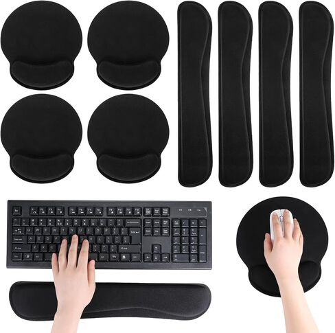 8 Pcs Ergonomic Wrist Rest Mouse Pad and Keyboard Set Comfortable Memory Foam Mouse Pads with Wrist Support for Easy Typing Gaming Pain Relief in Saudi Arabia