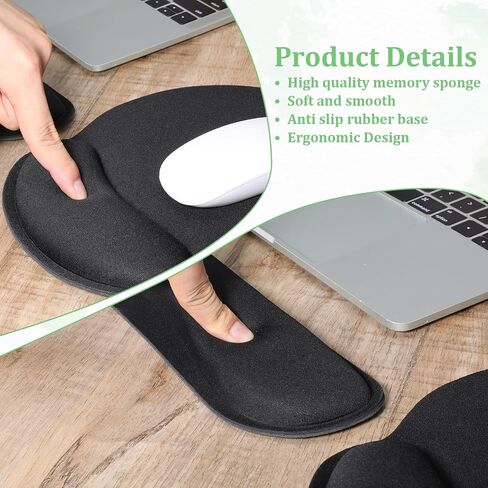 8 Pcs Ergonomic Wrist Rest Mouse Pad and Keyboard Set Comfortable Memory Foam Mouse Pads with Wrist Support for Easy Typing Gaming Pain Relief in Saudi Arabia