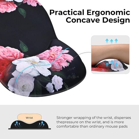 EooCoo Gel Wrist Rest Mouse Pad Ergonomic Middle Concave Design, Relieve Wrist Pain Mousepad, Non-Slip Base for Laptop, Computer, Office Decor for Women, Carpal Tunnel Syndrome in Saudi Arabia