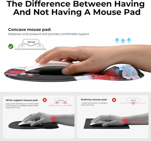 EooCoo Gel Wrist Rest Mouse Pad Ergonomic Middle Concave Design, Relieve Wrist Pain Mousepad, Non-Slip Base for Laptop, Computer, Office Decor for Women, Carpal Tunnel Syndrome in Saudi Arabia
