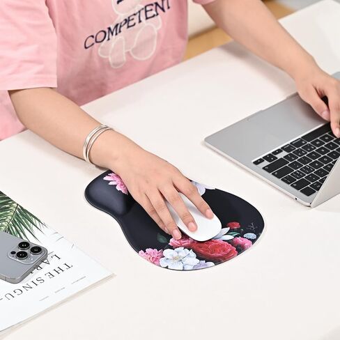 EooCoo Gel Wrist Rest Mouse Pad Ergonomic Middle Concave Design, Relieve Wrist Pain Mousepad, Non-Slip Base for Laptop, Computer, Office Decor for Women, Carpal Tunnel Syndrome in Saudi Arabia