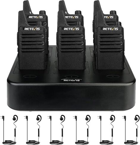 RETEVIS RT22 Walkie Talkies (6 عبوات) مع سماعة أذن Talkie (6 عبوات) ، قابلة لإعادة الشحن ، أجهزة الراديو خالية من الأيدي ، إذاعة ثنائية الاتجاه مع 6 طرق شاحن للعصابات in Kuwait