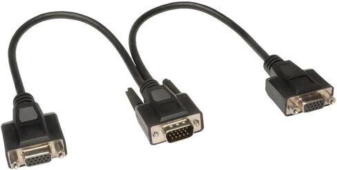 Tripp Lite Eaton Series P516-001-HR VGA Y Splitter, HD15 Male to 2 Female, 1 ft Shielded Cable, Dual Monitor Adapter, Black, Cloud Care Pre-Configured Bundle Eligible (10 Pack) in Saudi Arabia