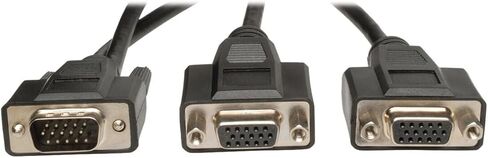 Tripp Lite Eaton Series P516-001-HR VGA Y Splitter, HD15 Male to 2 Female, 1 ft Shielded Cable, Dual Monitor Adapter, Black, Cloud Care Pre-Configured Bundle Eligible (10 Pack) in Saudi Arabia