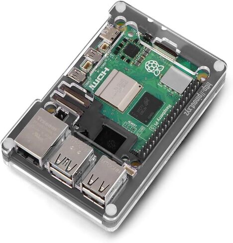 Pibow Coupe 5 Case for Raspberry Pi 5, Slimline Design, Compatible with Active Cooling, Clear Top, HAT/pHAT Ready, Ninja (PIM677) in Kuwait