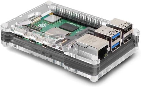 Pibow Coupe 5 Case for Raspberry Pi 5, Slimline Design, Compatible with Active Cooling, Clear Top, HAT/pHAT Ready, Ninja (PIM677) in Kuwait