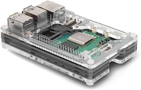 Pibow Coupe 5 Case for Raspberry Pi 5, Slimline Design, Compatible with Active Cooling, Clear Top, HAT/pHAT Ready, Ninja (PIM677) in Kuwait