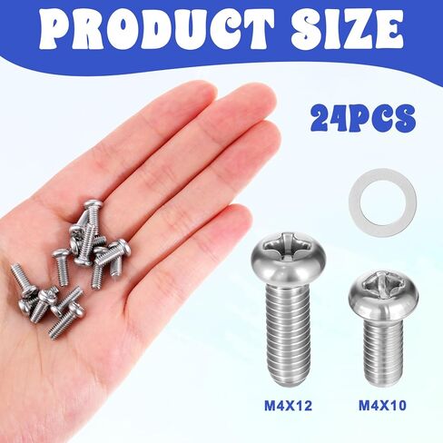 24 PCS M4x10mm/12mm Mounting Phillips Head Screw, Pan Phillips Cross Head Screws Stainless Steel Fasteners Bolts, Screw for TV Computer LCD Monitor Stand(with washers) in Saudi Arabia