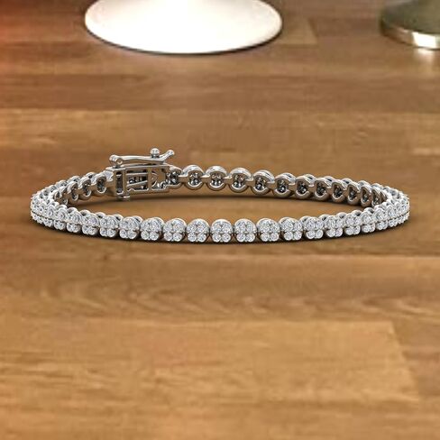 FINEROCK 2 Carat Diamond Tennis Bracelet in 925 Silver (7.25 Inch to 7.5 Inch) - IGI Certified in Saudi Arabia