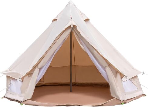 Bell Tent Yurt Tents with Carrying Bag 4 Seasons Waterproof Tent 6.5ft Sturdy Center Rod for Camping 100% Cotton Glamping Tents Breathable Holds up to 2 People in Saudi Arabia