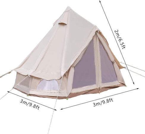 Bell Tent Yurt Tents with Carrying Bag 4 Seasons Waterproof Tent 6.5ft Sturdy Center Rod for Camping 100% Cotton Glamping Tents Breathable Holds up to 2 People in Saudi Arabia