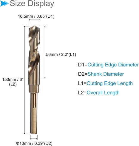 CoCud Reduced Shank Twist Drill Bits, 17.5mm Cutting Edge, Titanium & Nitride Coated High Speed Steel 6542 - (Applications: for Stainless Steel Drilling Machine) in Kuwait