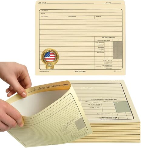 NextDayLabels - Classic Manila File Jacket 10" x 12" Job Folders – Heavy Duty - Preprinted to Track Job Progress, Calculating Cost, and Customer Correspondences (Pack of 25) in Kuwait