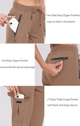 Oalka Women's Cargo Hiking Pants Lightweight Travel Pockets Joggers Quick Dry in Kuwait
