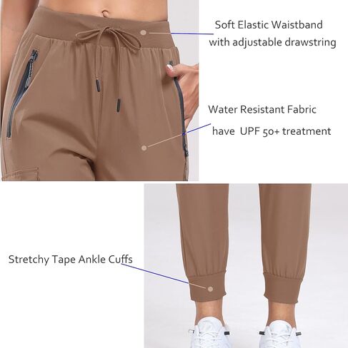 Oalka Women's Cargo Hiking Pants Lightweight Travel Pockets Joggers Quick Dry in Kuwait
