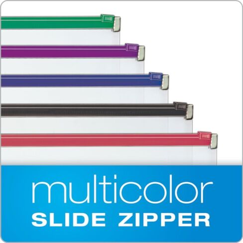 Cardinal Plastic Zippered Binder Pockets, 3-Hole Punched, Fits Full Letter Size 8-1/2" x 11" Sheets, Clear with Multicolor Zippers, 5-Pack (14650) in Kuwait