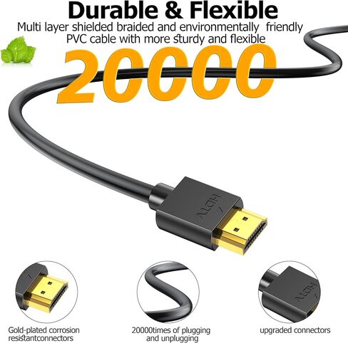 كابل HDMI بطول 3 أقدام 10 حزم أسود، سلك HDMI 4K 3FT عالي السرعة محمي HDMI 2.0 | كابل ذكر HDMI Multipack مع 4K@60 هرتز/2K@144 هرتز/1080P، HDCP 2.2، HDR، ARC لأجهزة الكمبيوتر المحمول، الشاشة، KVM، الفاصل، PS5، PS4، Xbox، مكبرات الصوت in Kuwait