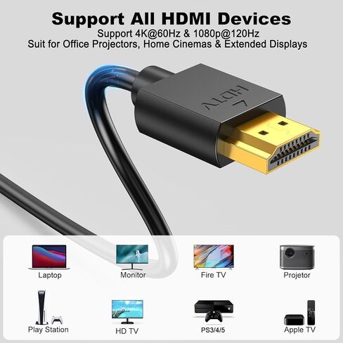 HDMI Cable 3ft 3 Pack Black ، 4K HDMI Cord 3ft High Speed ​​HDMI على كابل HDMI 2.0 مع 4K@60Hz/ 2K@144Hz/ 1080p ، HDCP 2.2 ، HDR ، ARC للكمبيوتر المحمول ، مراقبة ، Splitter ، PS5 ، PS4 ، XBOX ، SOUNDBAR in Kuwait