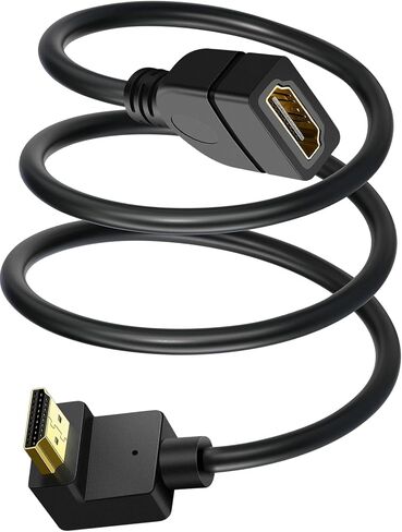 HDMI تمديد كابل UP زاوية 1.5 قدم 4K HDMI كابل موسع الذكور إلى سلك محول الإناث 90 درجة محول الفيديو HD in Saudi Arabia