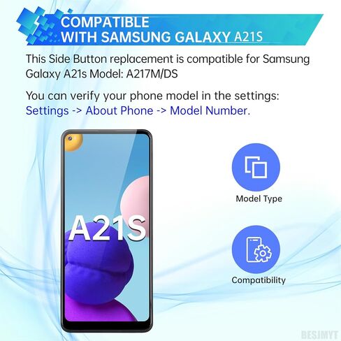 Power Button and Volume Button Replacement for Samsung Galaxy A21s Side Button Power On Off Switch and Volume Button Replacement Model: A217M DS Black in Saudi Arabia