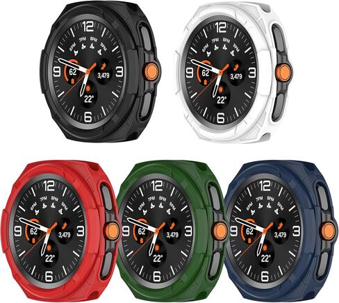 متوافق مع Samsung Galaxy Watch 8 Classic Case ، مقاومة الخدش TPU الحماية العسكرية الغطاء الوعرة ل Samsung Galaxy Watch 8 كلاسيكي 46 مم الساعات الذكية (أسود) in Kuwait