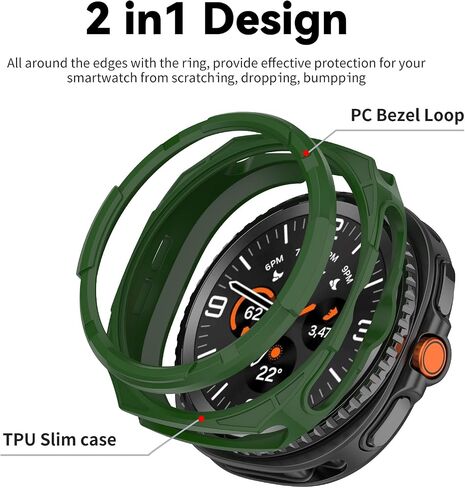 متوافق مع Samsung Galaxy Watch 8 Classic Case ، مقاومة الخدش TPU الحماية العسكرية الغطاء الوعرة ل Samsung Galaxy Watch 8 كلاسيكي 46 مم الساعات الذكية (أسود) in Kuwait
