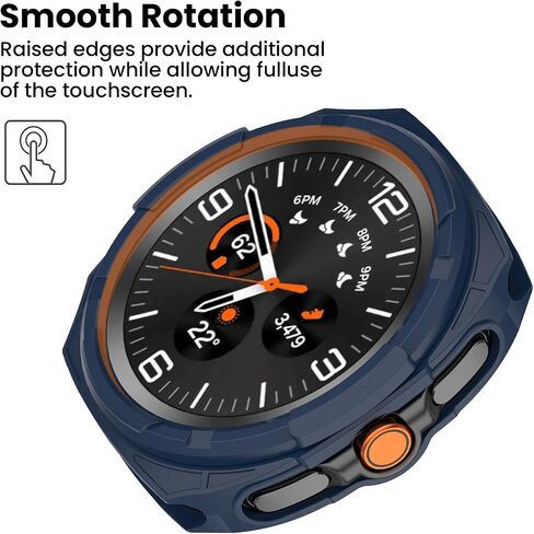 متوافق مع Samsung Galaxy Watch 8 Classic Case ، مقاومة الخدش TPU الحماية العسكرية الغطاء الوعرة ل Samsung Galaxy Watch 8 كلاسيكي 46 مم الساعات الذكية (أسود) in Kuwait