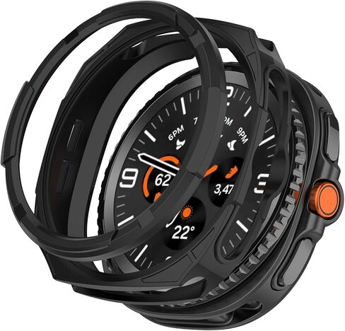 متوافق مع Samsung Galaxy Watch 8 Classic Case ، مقاومة الخدش TPU الحماية العسكرية الغطاء الوعرة ل Samsung Galaxy Watch 8 كلاسيكي 46 مم الساعات الذكية (أسود) in Kuwait