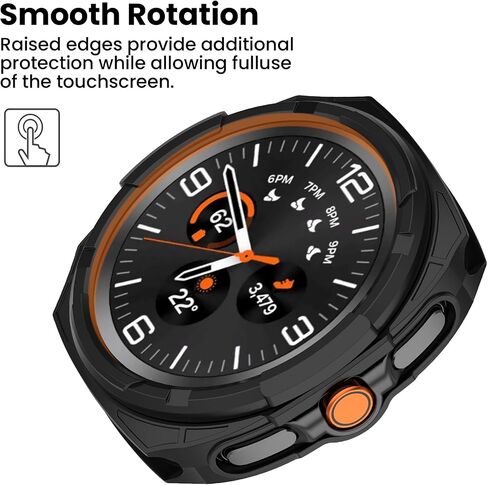 متوافق مع Samsung Galaxy Watch 8 Classic Case ، مقاومة الخدش TPU الحماية العسكرية الغطاء الوعرة ل Samsung Galaxy Watch 8 كلاسيكي 46 مم الساعات الذكية (أسود) in Kuwait