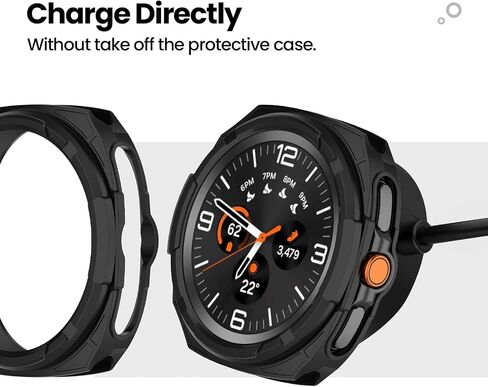 متوافق مع Samsung Galaxy Watch 8 Classic Case ، مقاومة الخدش TPU الحماية العسكرية الغطاء الوعرة ل Samsung Galaxy Watch 8 كلاسيكي 46 مم الساعات الذكية (أسود) in Kuwait