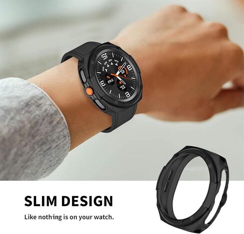 متوافق مع Samsung Galaxy Watch 8 Classic Case ، مقاومة الخدش TPU الحماية العسكرية الغطاء الوعرة ل Samsung Galaxy Watch 8 كلاسيكي 46 مم الساعات الذكية (أسود) in Kuwait