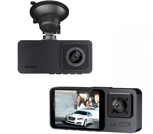 Dash Camera Front and Inside Dash Cam for Car Security 1080P Video Recorder with Audio Plug and Play, WDR, Night Vision, G-Sensor Auto Lock, 2 Inch Screen Vehicle Security in Kuwait