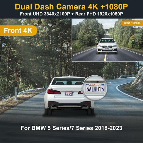Fitcamx 4K Dash Cam Adapts for BMW 5 7 Series 2018-2023 530i 540i 530e M550i 740i 750i M760i 745e Xdrive (G30/G11), OEM Look, 2160P UHD Video, WiFi & APP, Loop Recording G-Sensor, Plug&Play, 64GB Card in Saudi Arabia