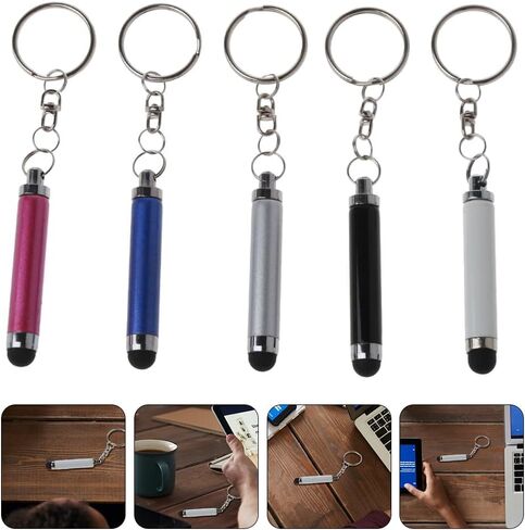 Mini Stylus Pen مع Keyring - 5 Pcs stylus أقلام لشاشات اللمس المحمولة سعة سعة سعة stylus Universal القلم القلم اللوحي الصغير لجهاز الشاشة اللمس in Kuwait