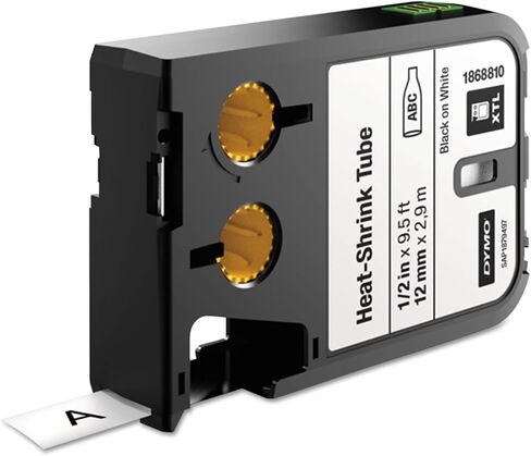 Dymo 1868810 XTL تسميات أنبوب حرارة-شرينك 1/2 بوصة × 9.5 قدم أبيض/أسود طباعة in Kuwait